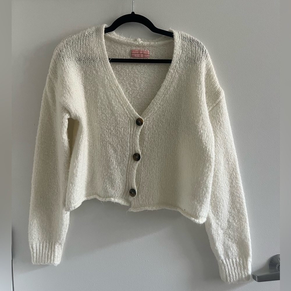 Urban Outfitters Cream Cropped Cardigan